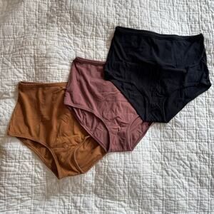 ARQ Organic Cotton High Waisted Underwear Neutral Solid Bundle Set of 3 — 2X